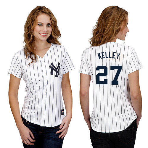 Shawn Kelley #27 mlb Jersey-New York Yankees Women's Authentic Home White Baseball Jersey